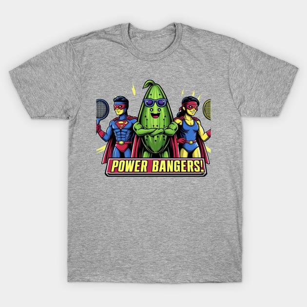 Pickleball POWER BANGERS Superheroes Mixed Doubles T-Shirt by Battlefoxx Living Earth